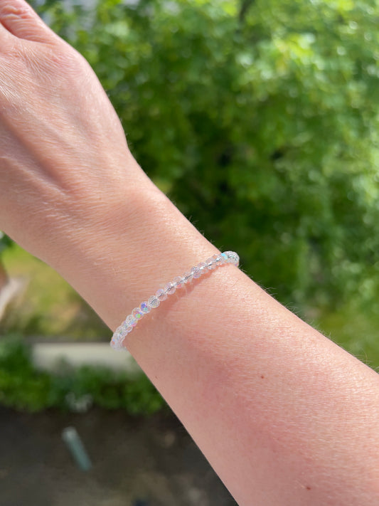 Facettiertes Kristallarmband Opalglanz – 4 mm | österreichischer Kristall | 925 Silber