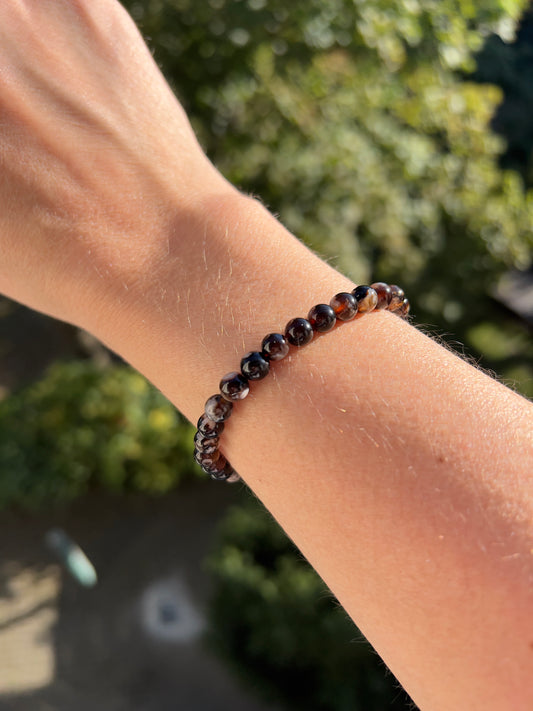 Armband schwarzer Blumenachat 6 mm – AAA-Qualität