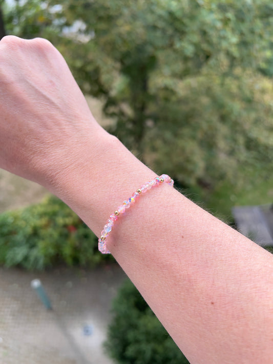 ✨ Armband „Rosézauber“ – Facettierte österreichische Kristalle & vergoldete Edelstahl-Details (4 mm) ✨