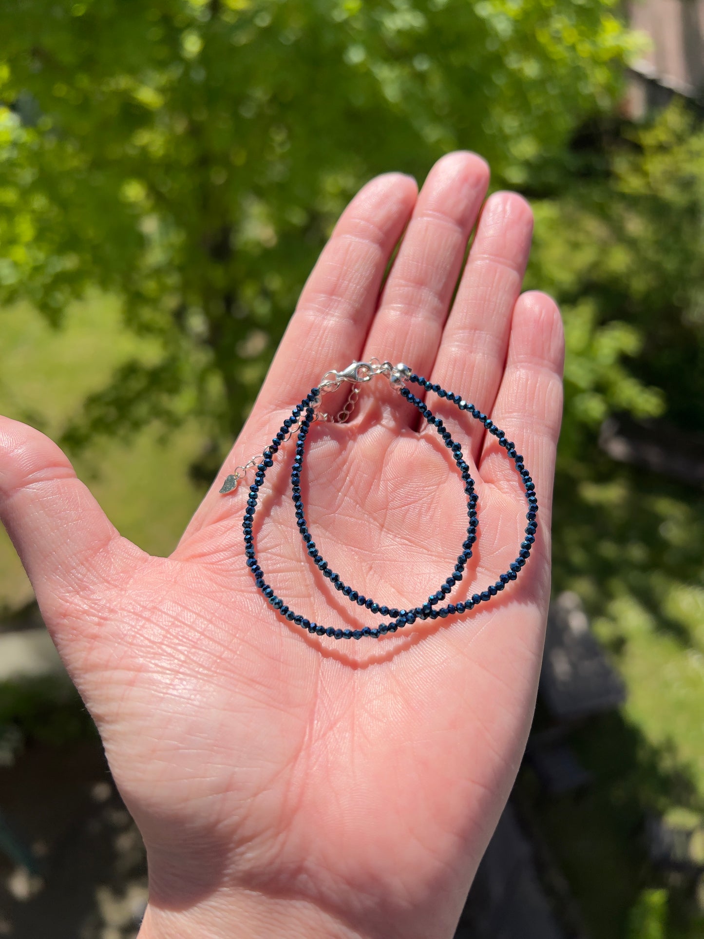 Filigranes Doppelarmband aus österreichischem Kristall in Blau – 2 mm | Edelstahl & 925 Silber