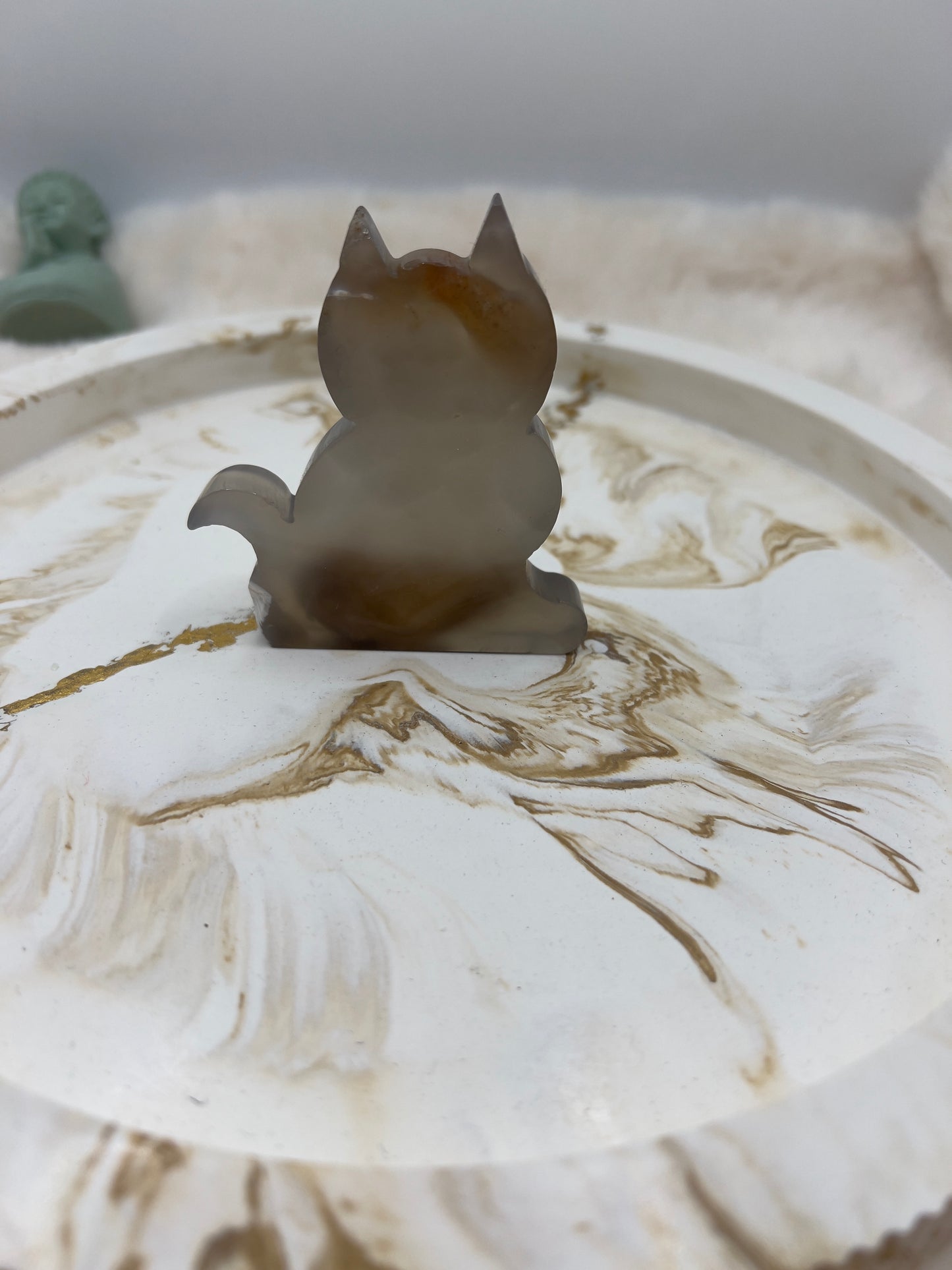 ✨ Achat Katzenfigur – Zauberhafte Glitzerdruse | 82 g