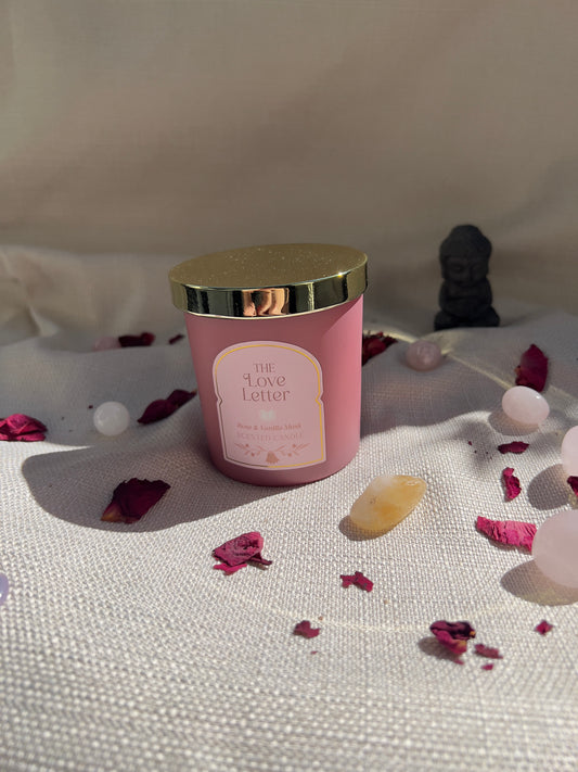 Liebesbrief Kerze – Rose, Vanille & Moschus