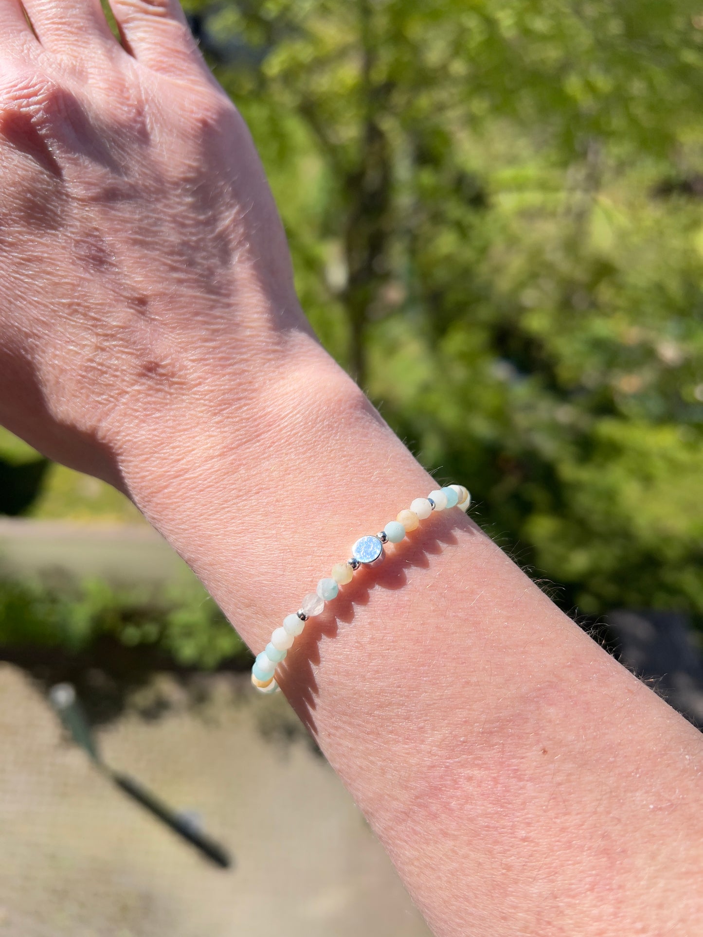 Armband „Ruhe & Ausgleich“ – Amazonit 4 mm facettiert mit 925 Silber