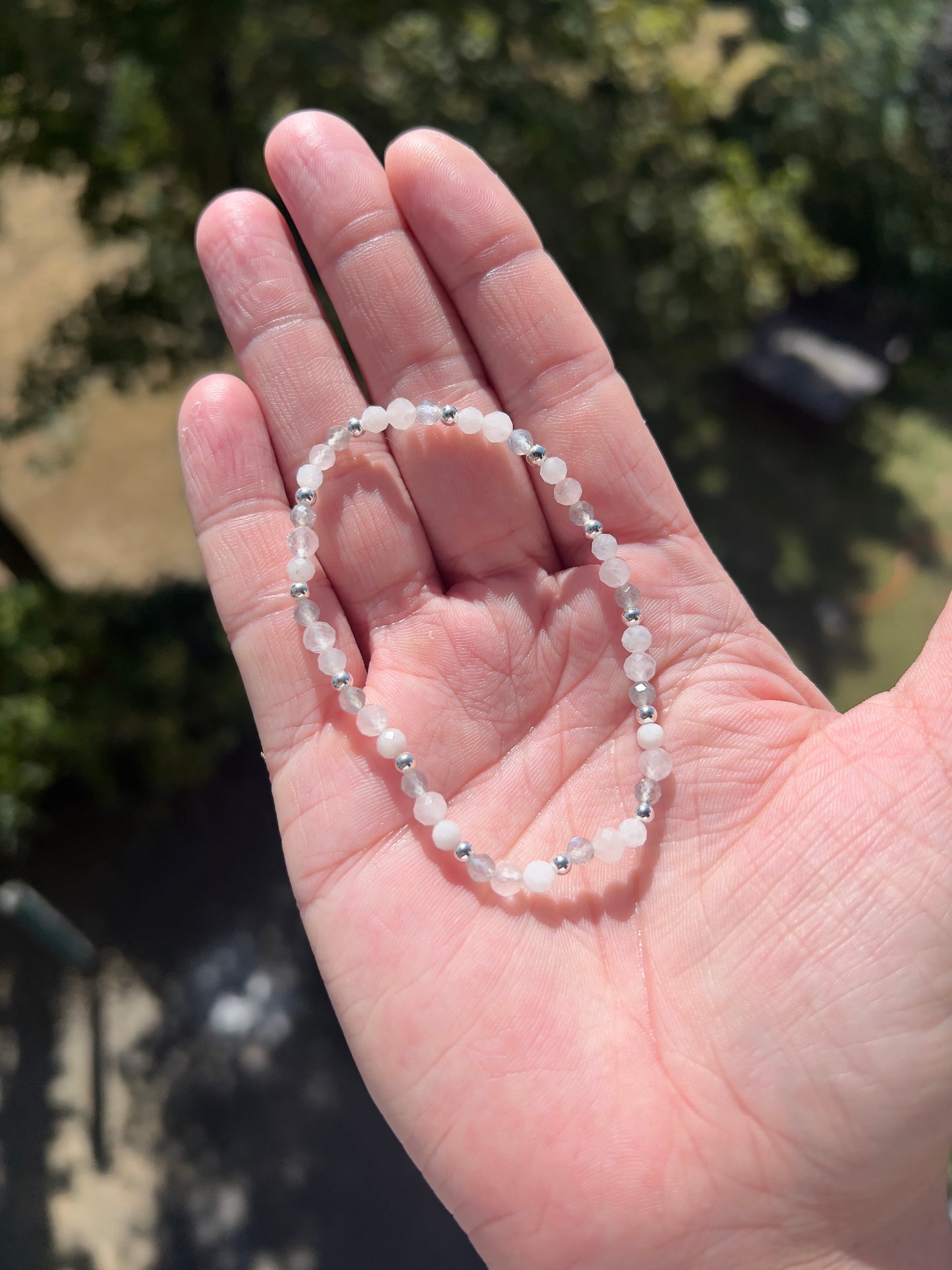 Armband Loslassen & Neubeginn | Labradorit · Rosenquarz · Mondstein · 925er Silber