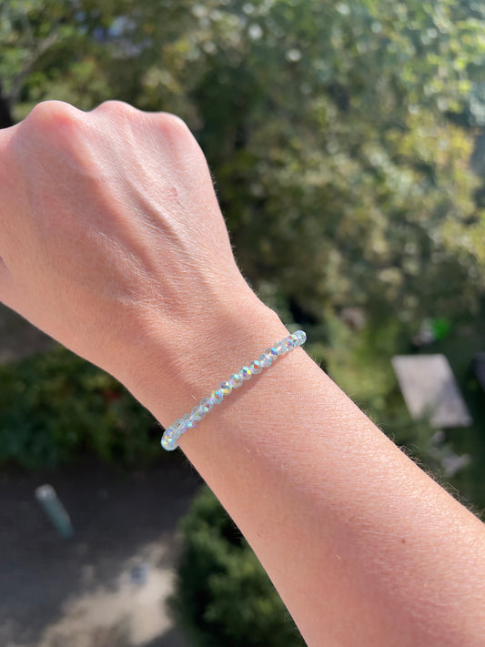 Armband aus facettiertem österreichischem Kristall in Mint – 4 mm, wahlweise pur, mit 925er Silber oder vergoldetem Edelstahl