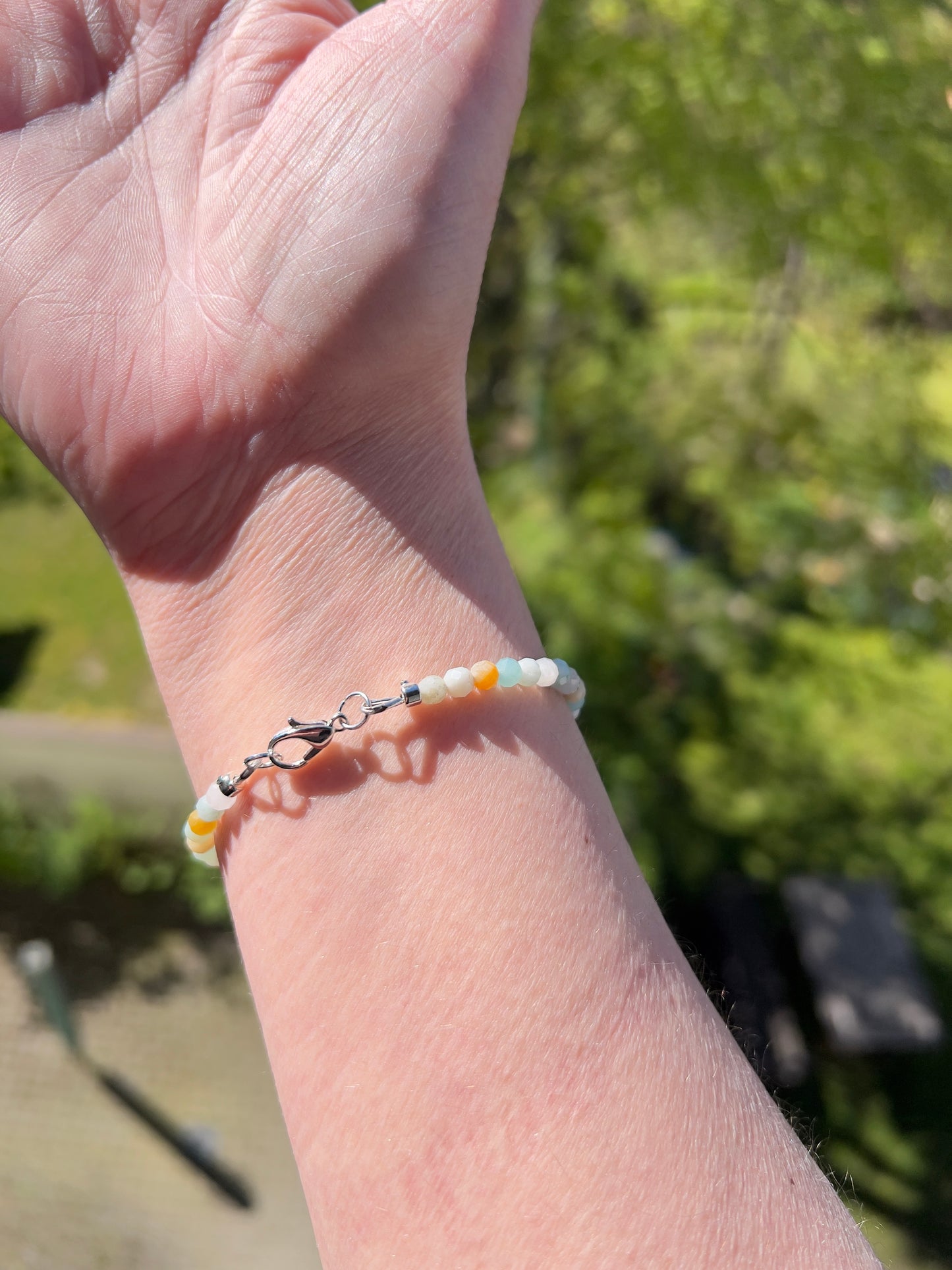 Armband „Ruhe & Ausgleich“ – Amazonit 4 mm facettiert mit 925 Silber